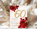 Elegant red golden 60th Birthday Invitation