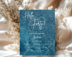 Modern Blue 40th Birthday Invitation