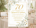 White Gold Floral 70th Wedding Anniversary Invitation