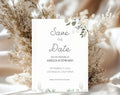 Minimal Save the Date Beige Green Wedding Invitation