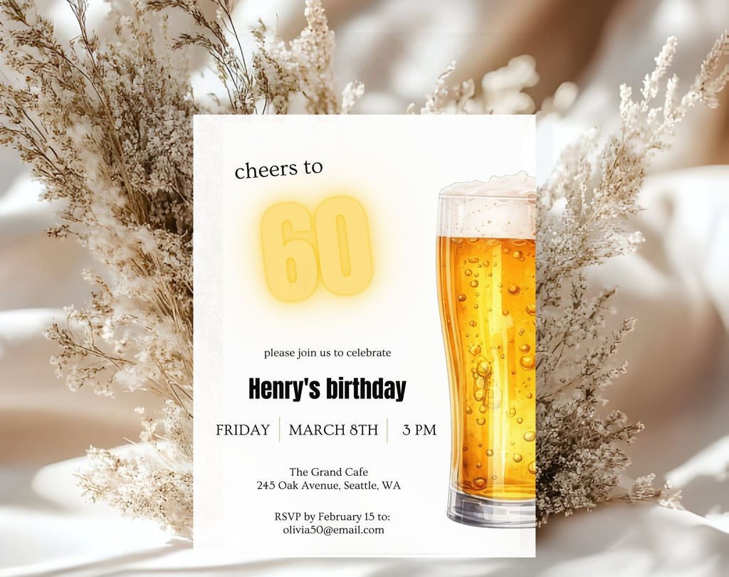 60th Beer Birthday Invitation