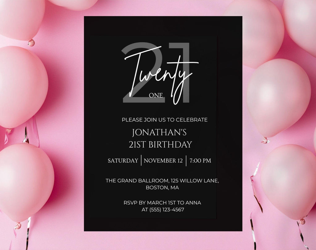 Elegant 21st Birthday Invitation
