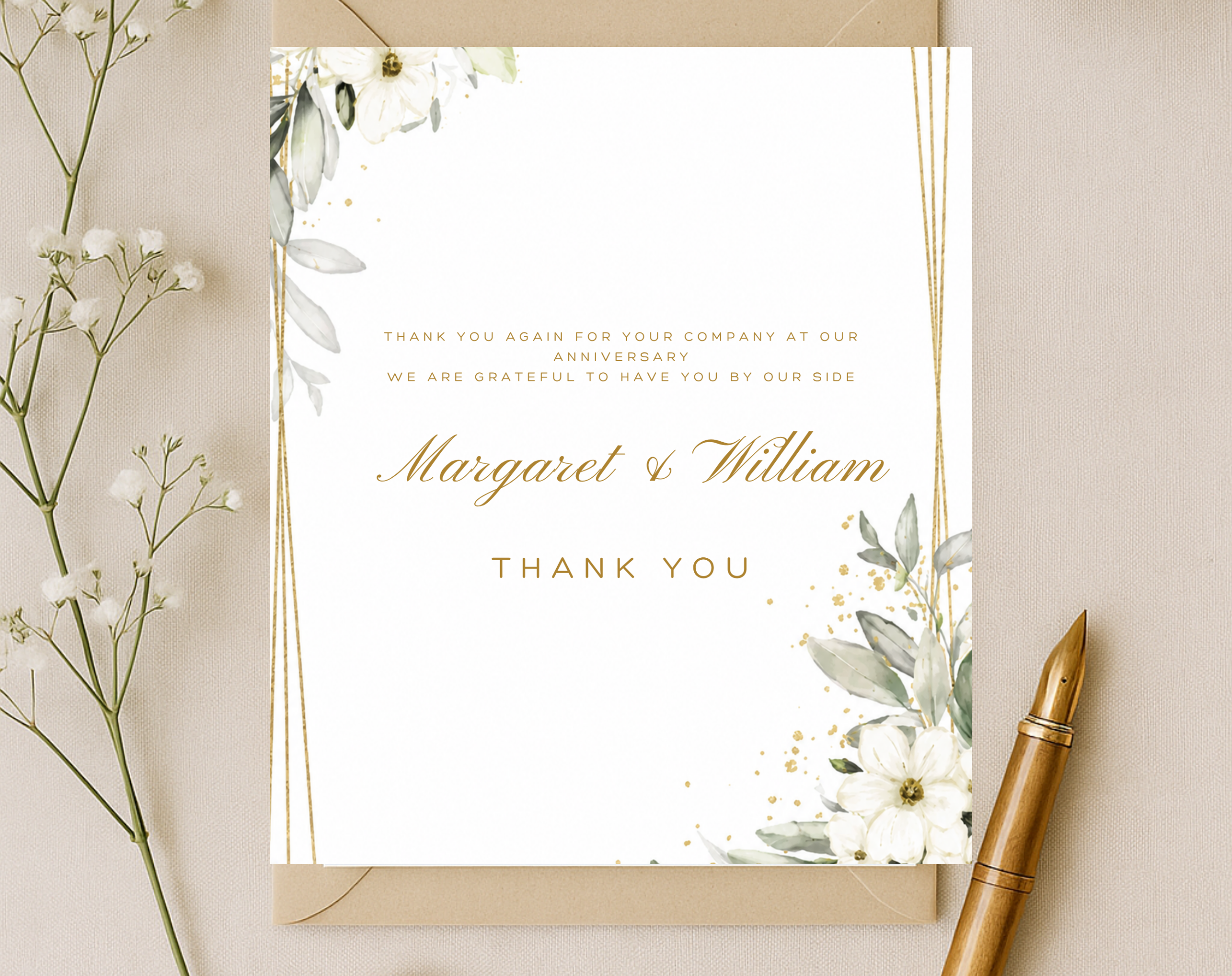 Wedding Anniversary Thank You Card Template