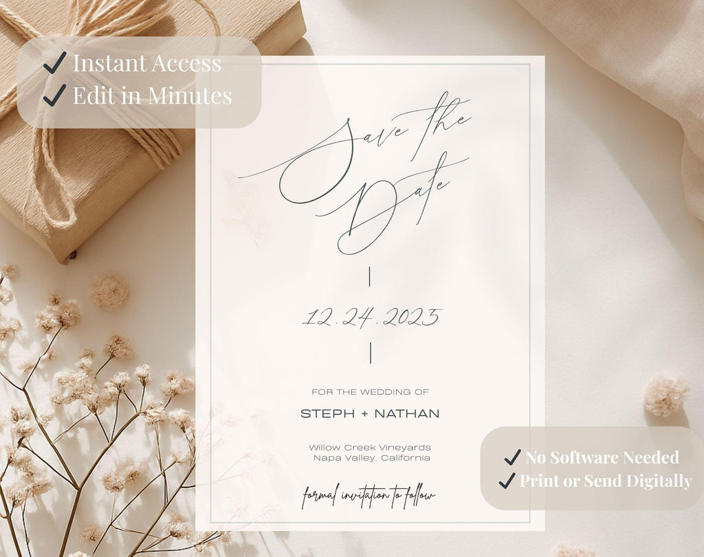 Minimal Wedding Save the Date invitation