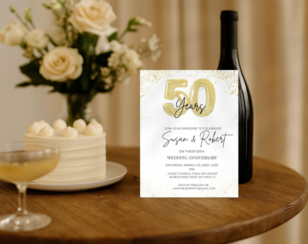 Gold  Balloon 50th Wedding Anniversary