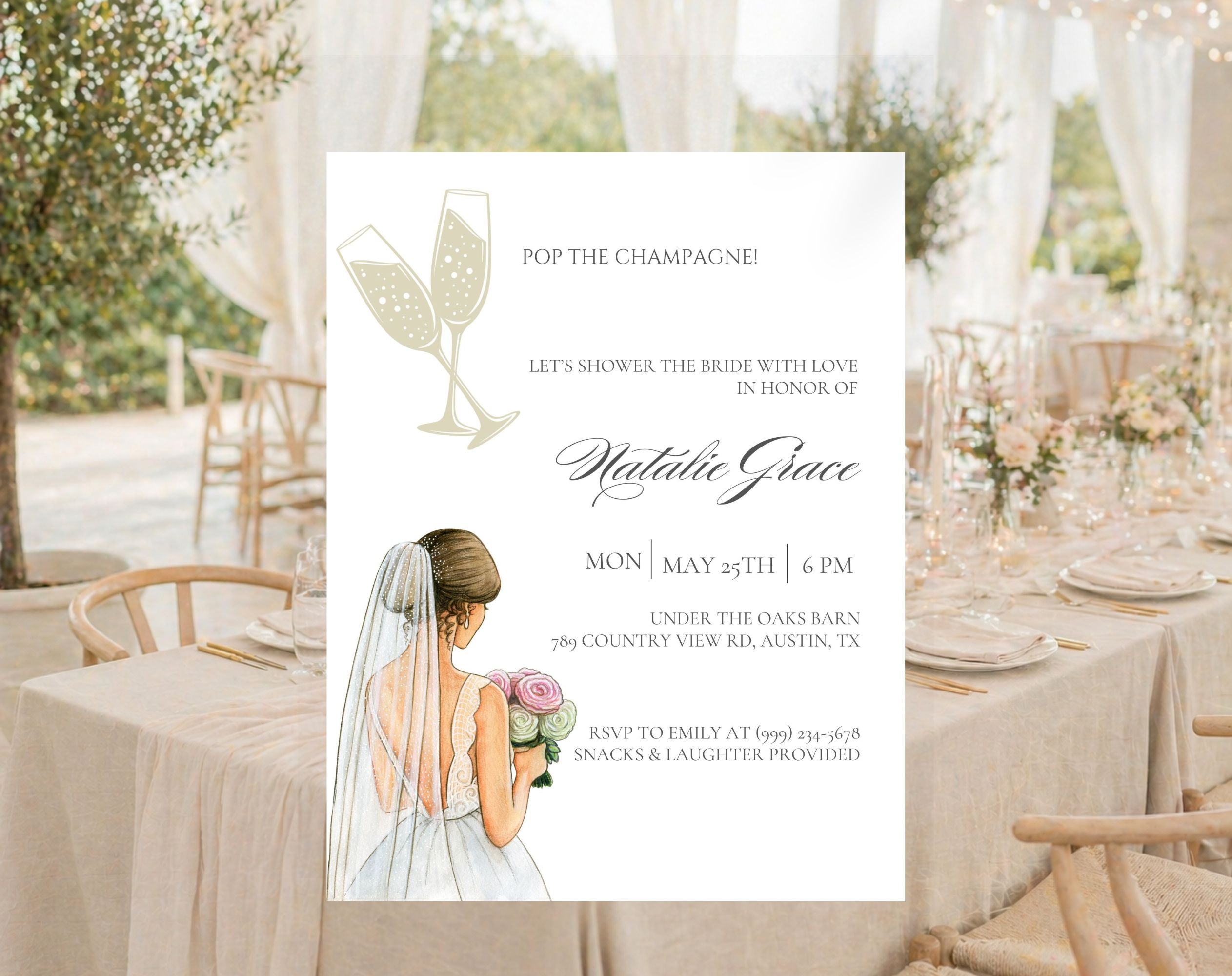 White Gold Bridal Shower Invitation