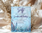 Blue Floral Elegant 60th Birthday Invitation
