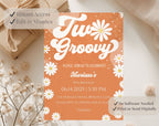 Orange Retro Groovy 70th Birthday Invitation
