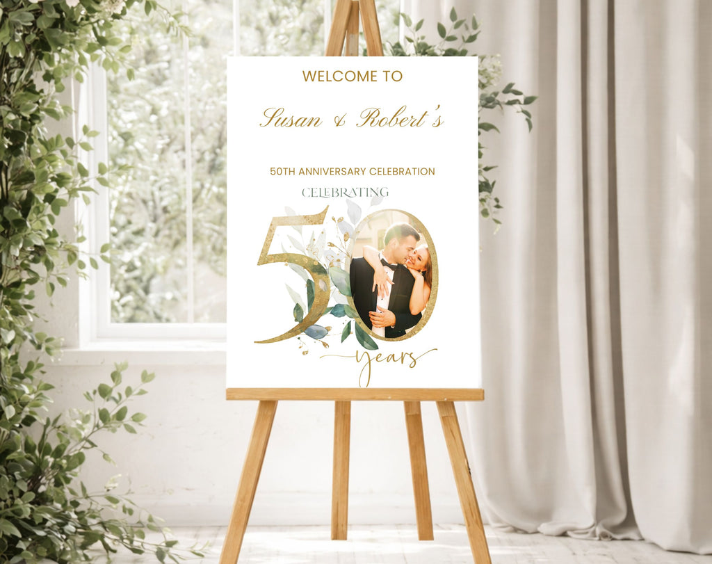 Elegant 50th Anniversary Welcome Sign Template
