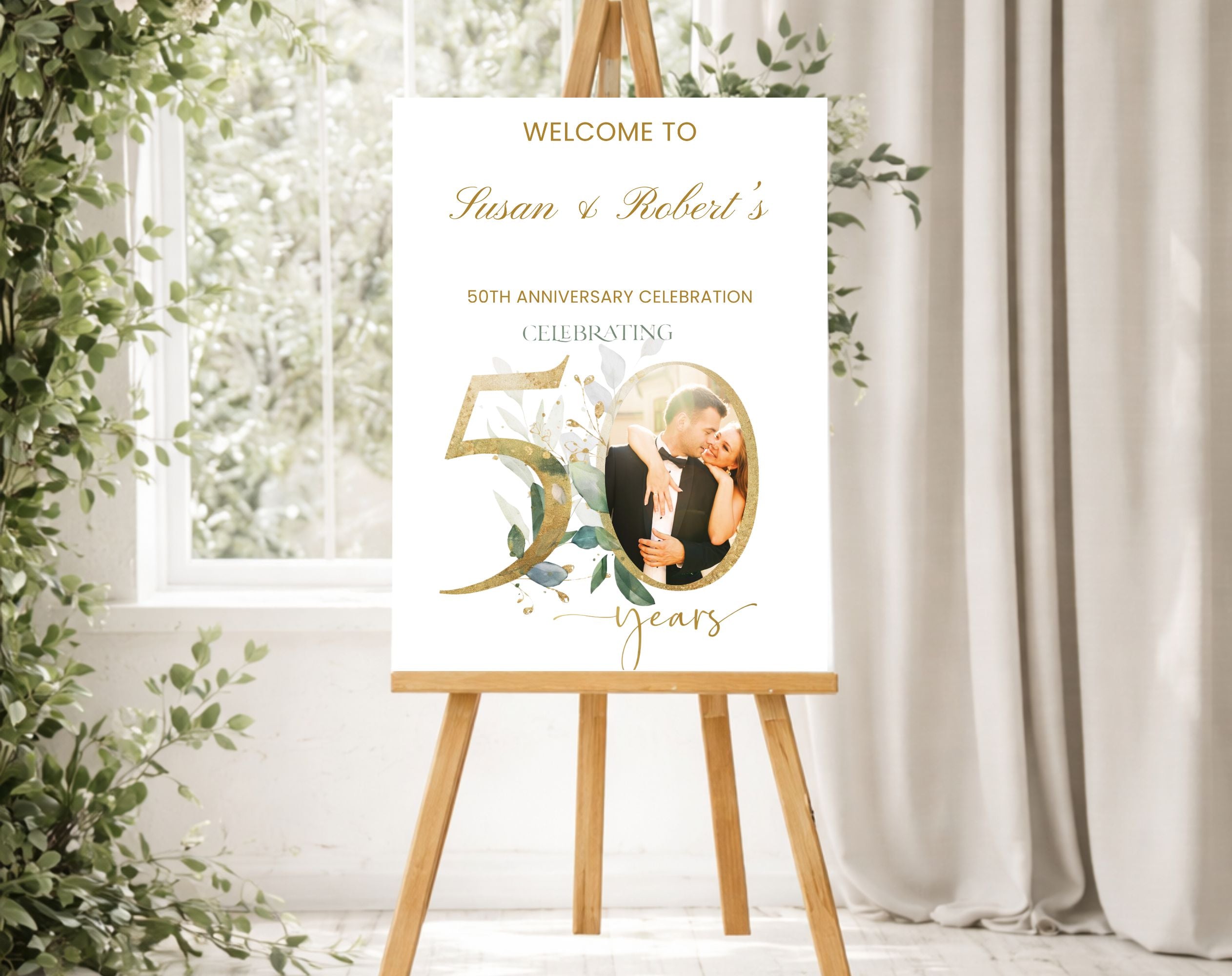 Elegant 50th Anniversary Welcome Sign Template