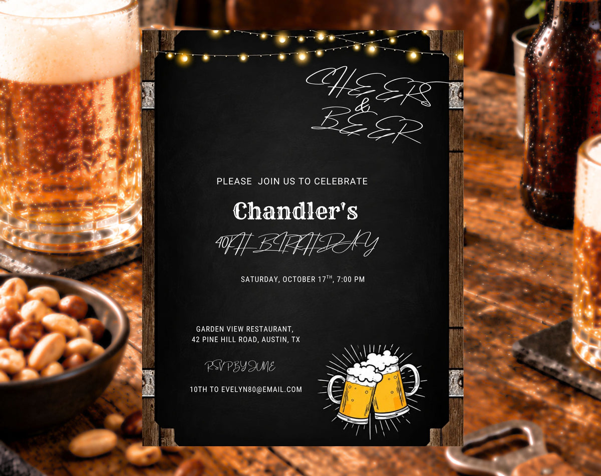 40th Birthday Beer Invitation for Men