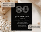 Black 80th Birthday Invitation Template