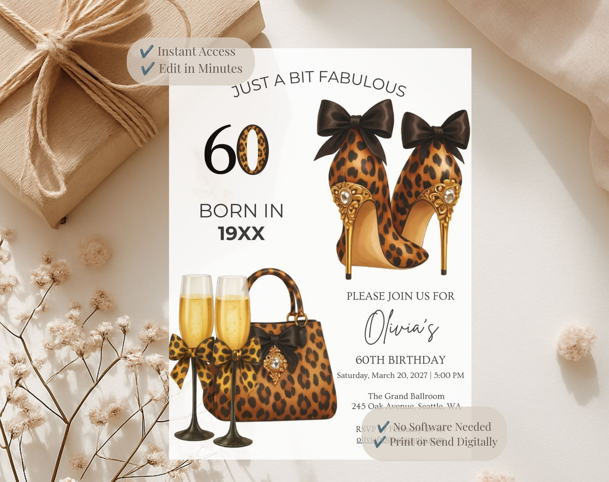 Leopard 60th Birthday Invitation