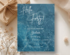 Modern Blue 40th Birthday Invitation