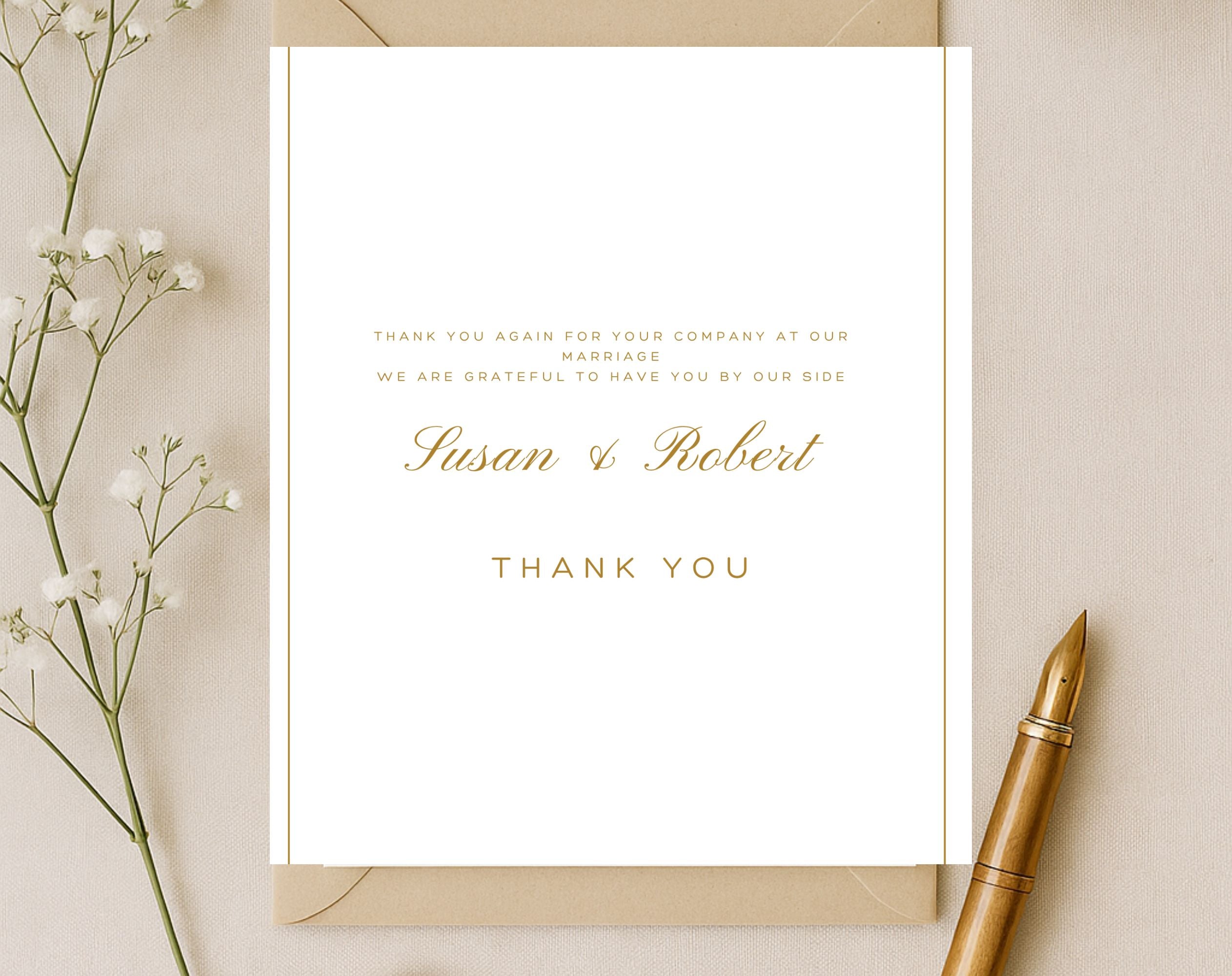 50th Elegant Gold Anniversary Thank You Card Template