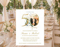 50th Wedding Anniversary Invitation Photo White Gold
