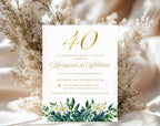 40th White Gold Wedding Anniversary Invitation