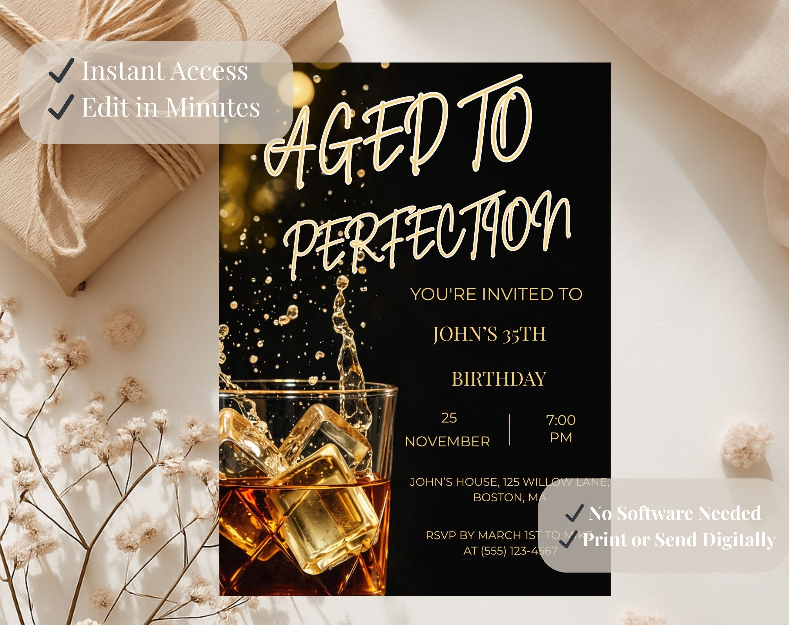 35th Wiskey Birthday Invitation