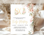 Floral 80th Birthday Invitation