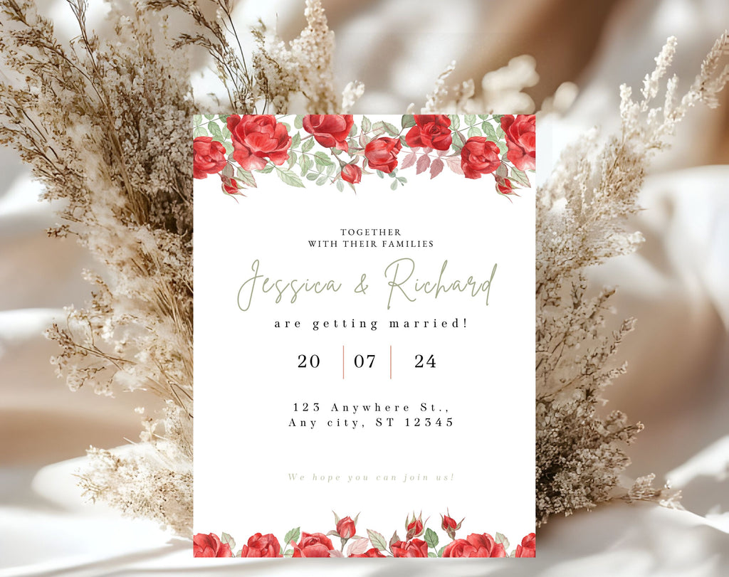 Red Rose Wedding Invitation