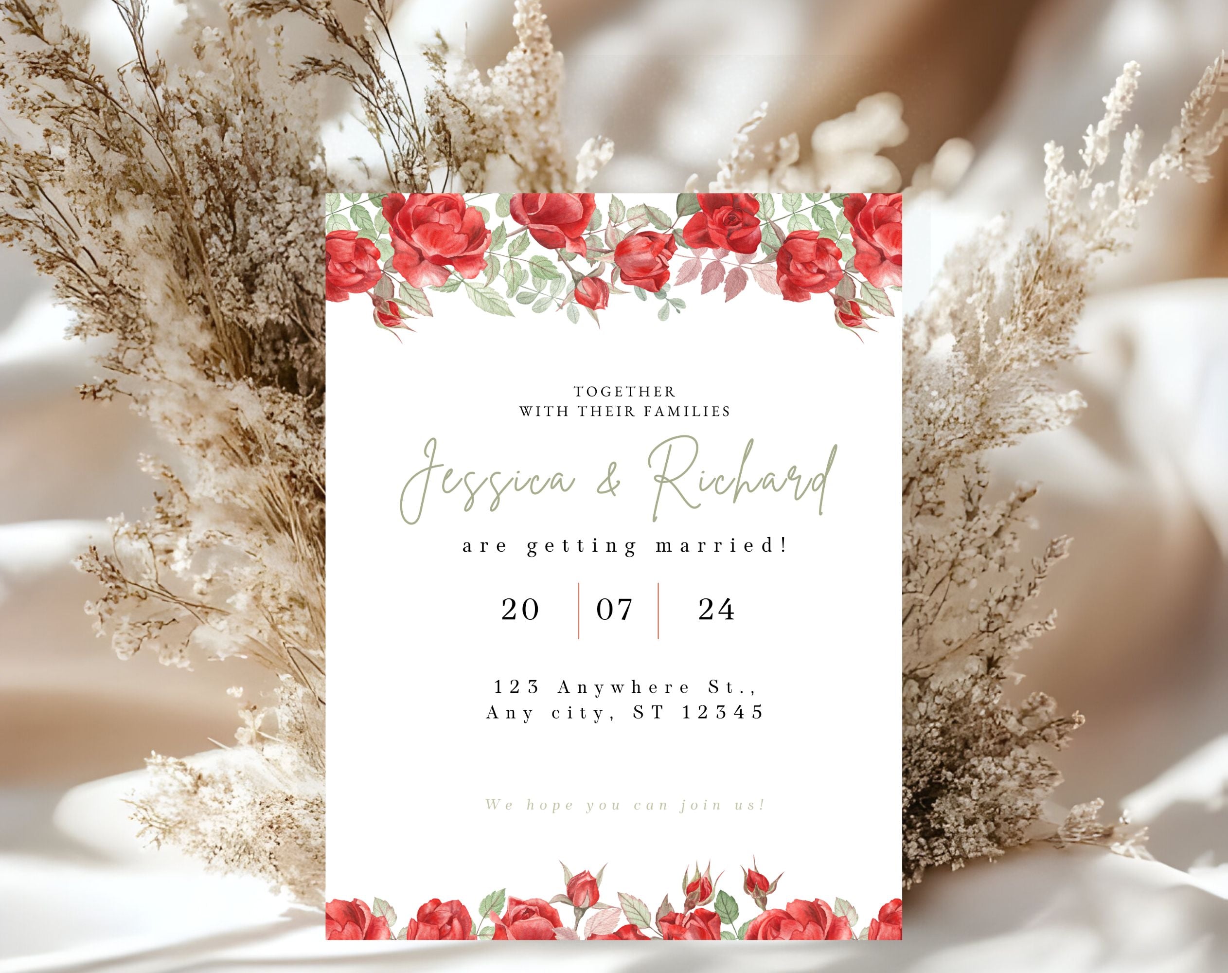 Red Rose Wedding Invitation
