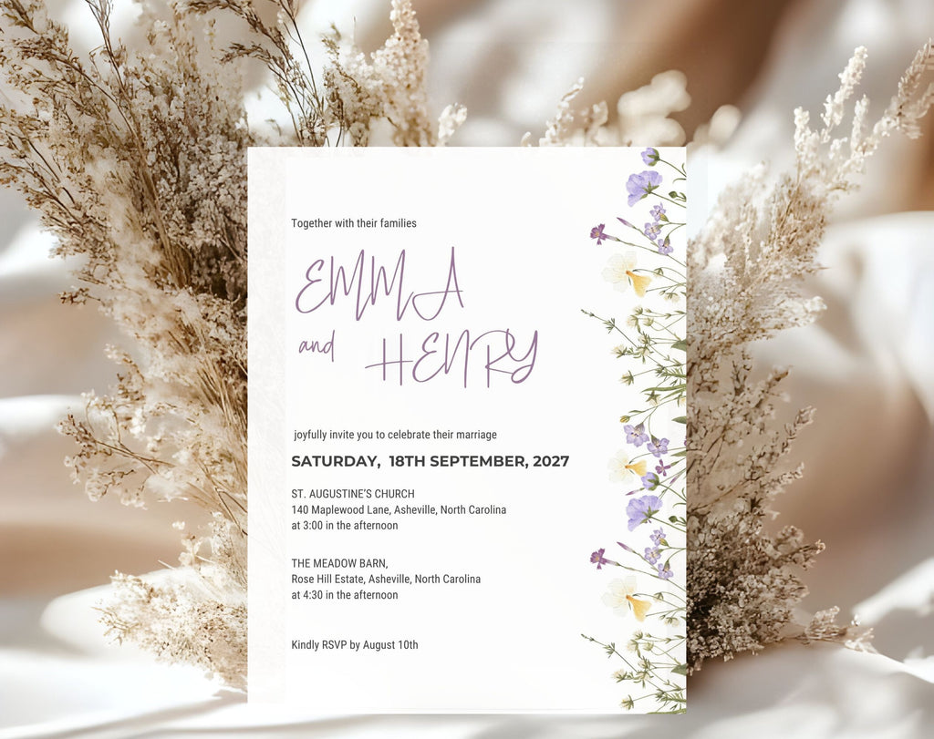 Wildflower Wedding Invitation Template