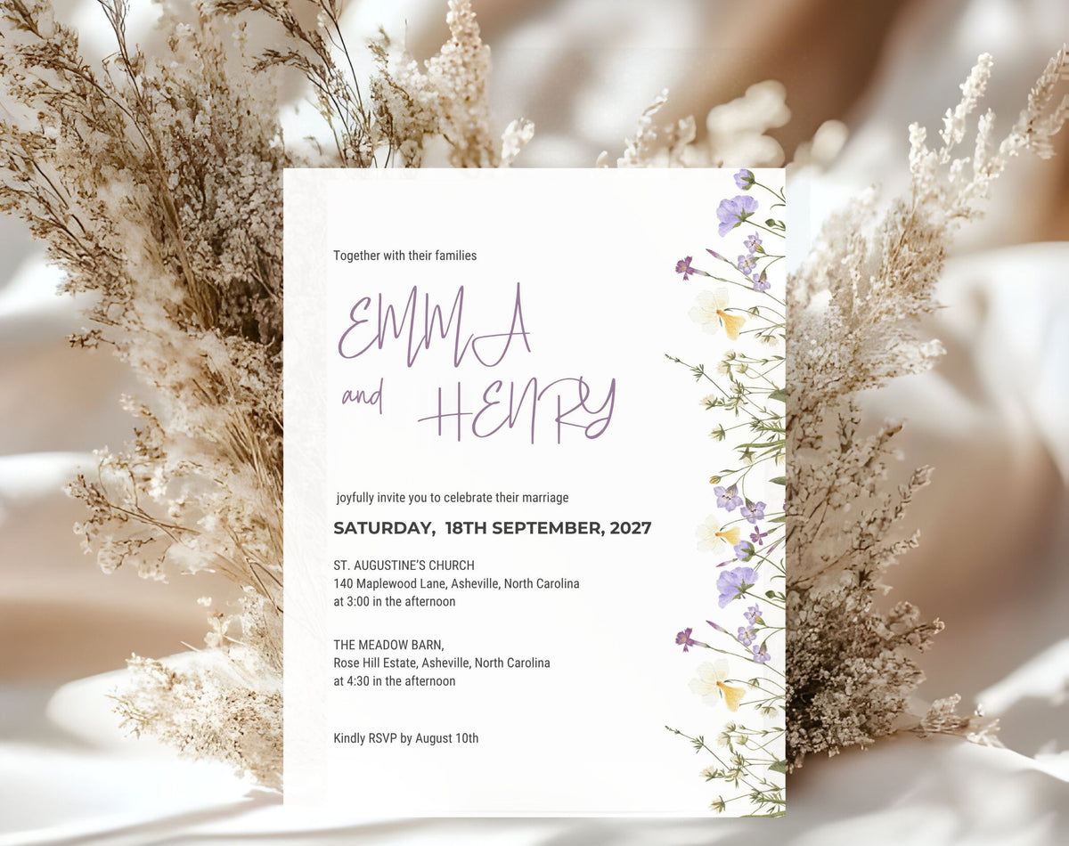 Wildflower Wedding Invitation Template