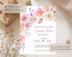 Elegant Pink Flower Floral Birthday Invitation
