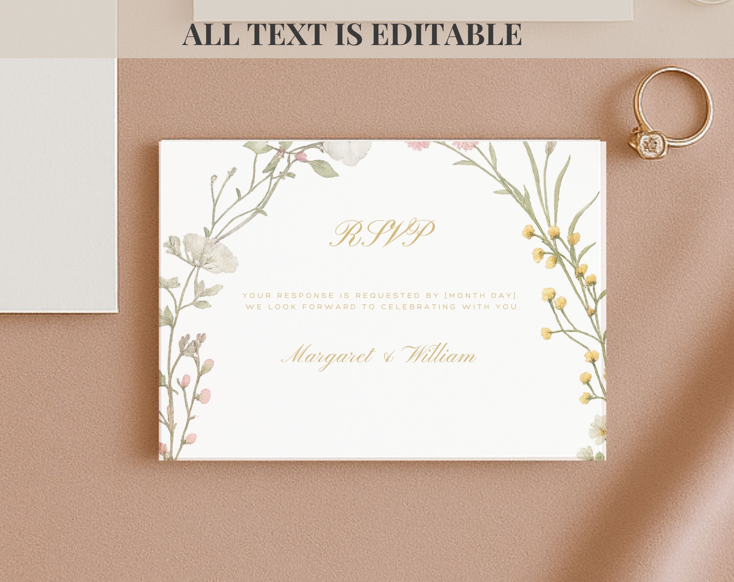 White Floral 50th Anniversary RSVP card