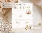 Beige and Gold Golf First Birthday Invitation