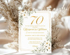 White Gold Floral 70th Wedding Anniversary Invitation