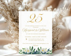 25th White Gold Wedding Anniversary Invitation