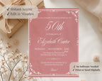 Dusty Rose Pink 50th Birthday Invitation