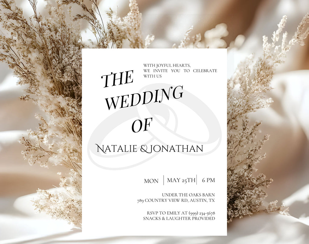 White Minimalist Wedding Invitation