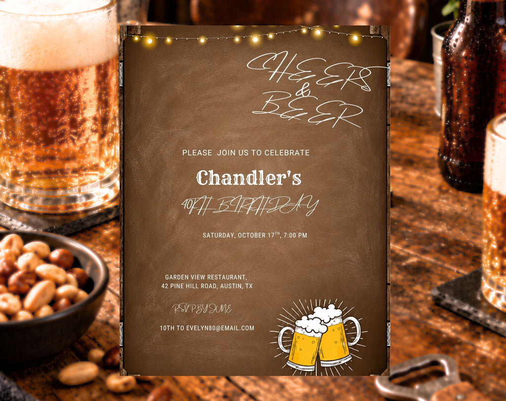Cheers & Beers 40th Birthday Invitation