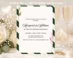 Elegant Green White 25th Anniversary Invitation