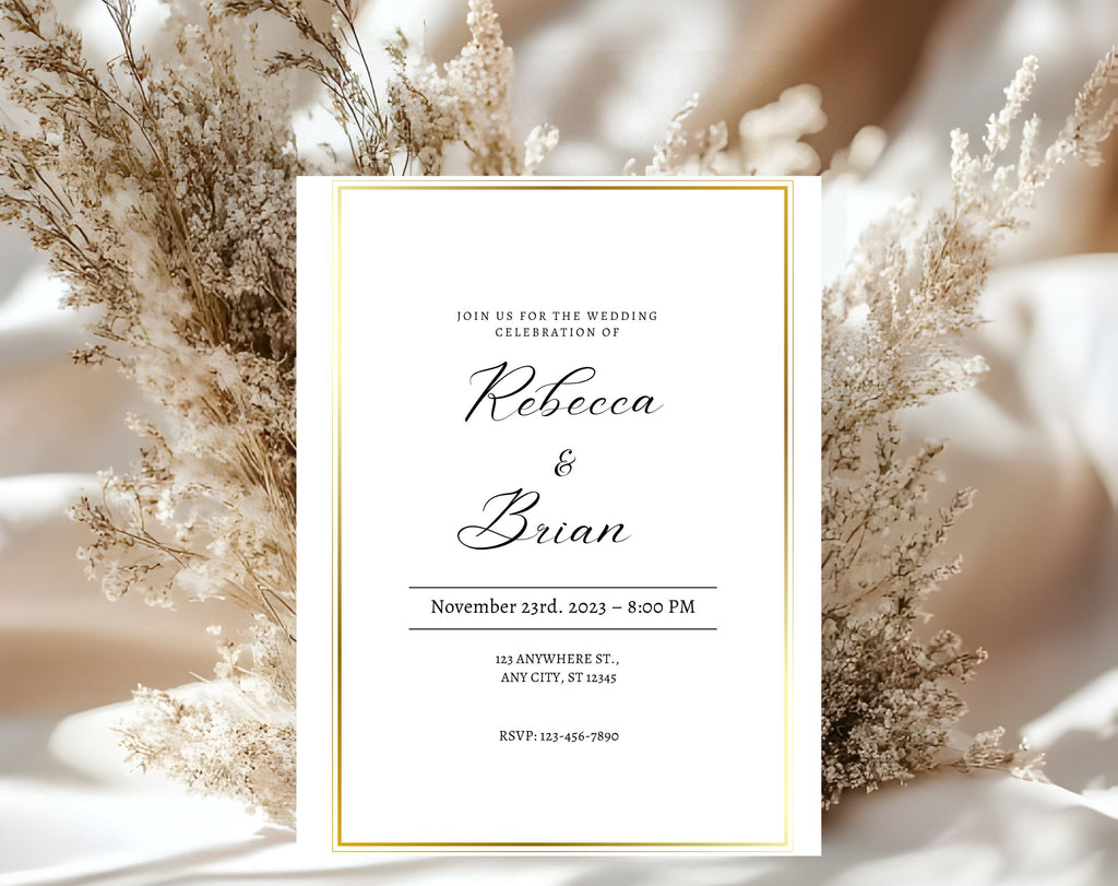 Minimalist Gold Wedding Invitation