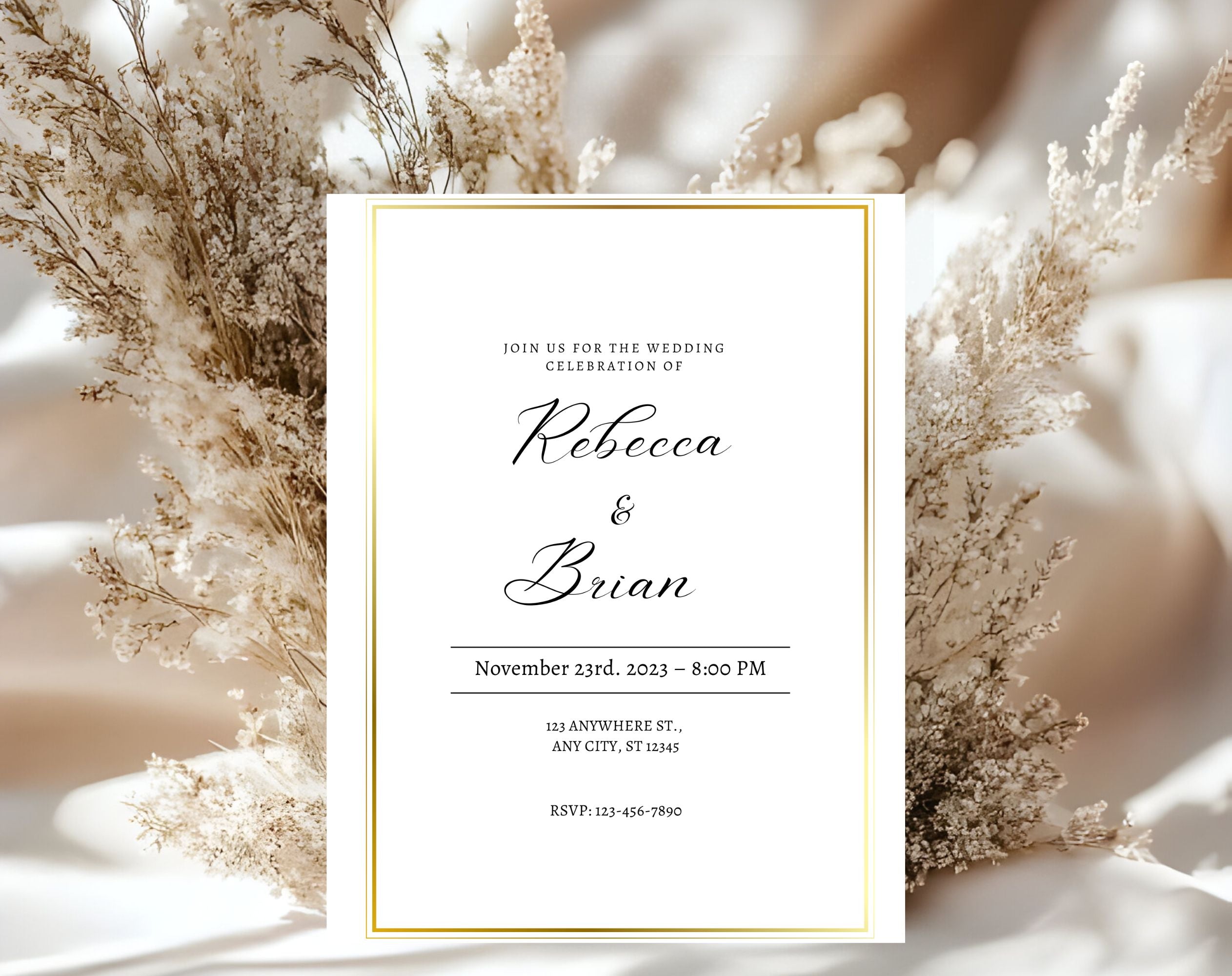 Minimalist Gold Wedding Invitation