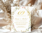 69th gold floral Wedding Anniversary Invitation