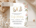 Blush Pink and Gold Floral 90th Birthday Invitation