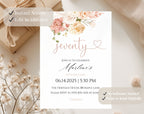 White Elegant Peach Floral 70th Birthday Invitation