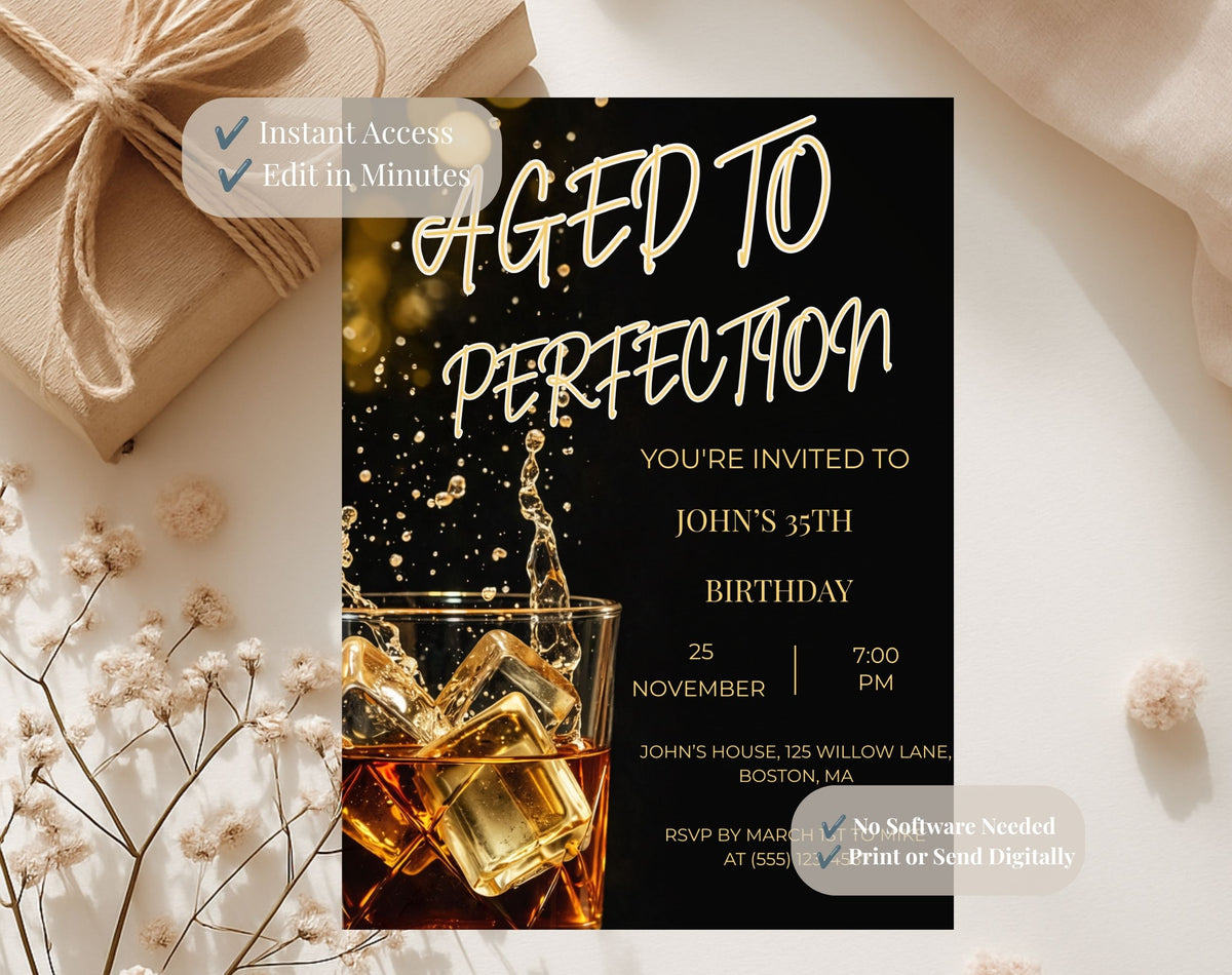 35th Whiskey Birthday Invitation
