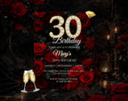 Red Rose 30th Birthday Invitation