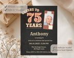 Vintage Black 75th Birthday Invitation