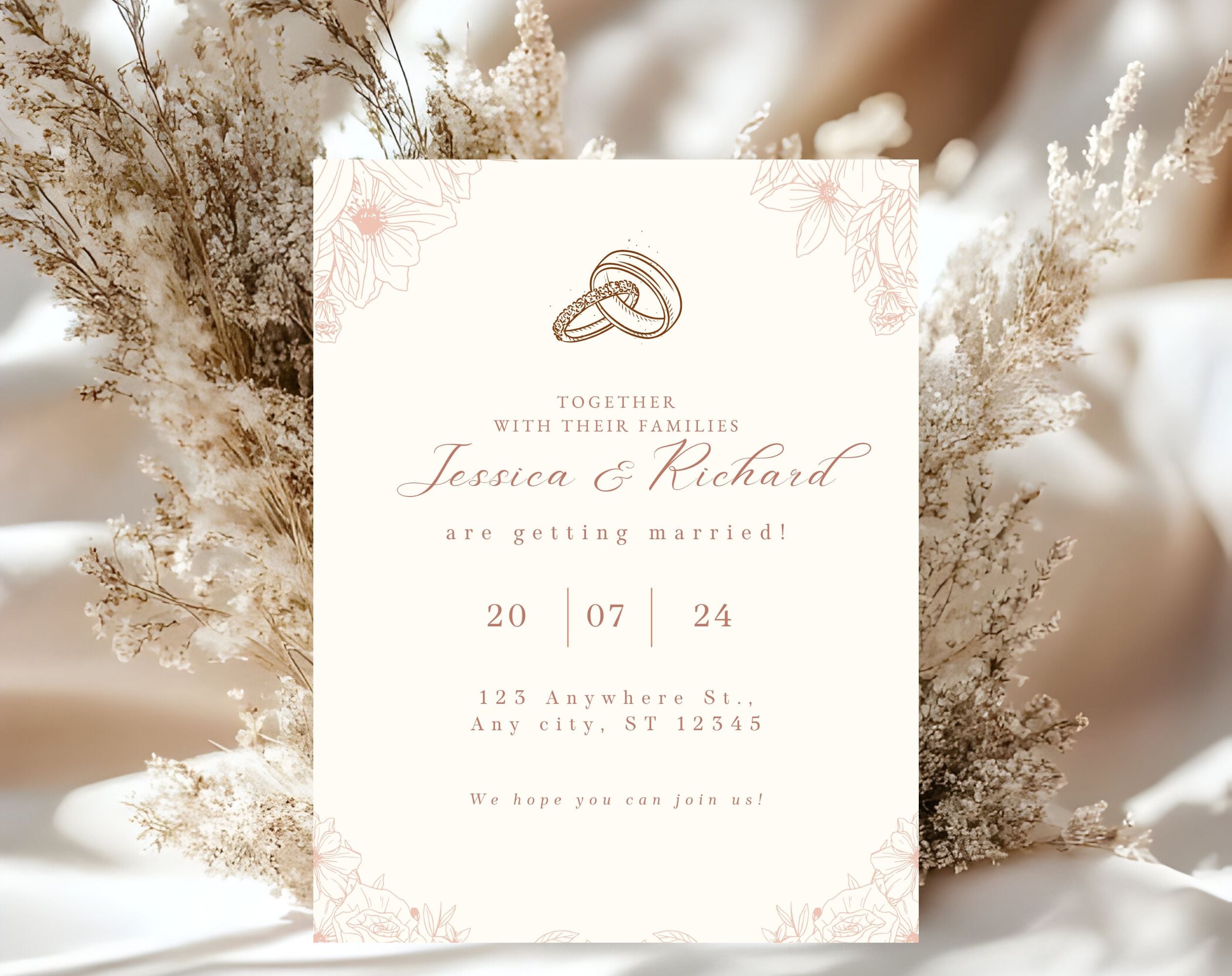 Minimalist  Beige Wedding Invitation