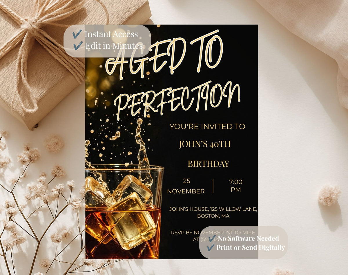 40th Whiskey Birthday Invitation