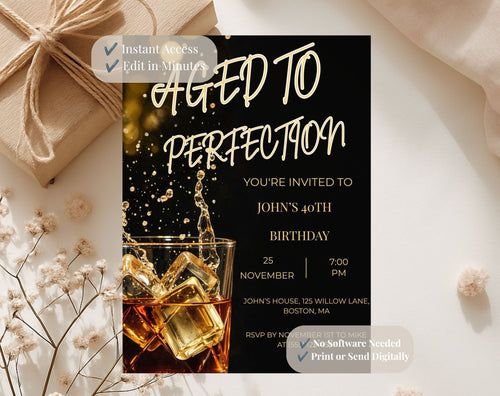 40th Whiskey Birthday Invitation