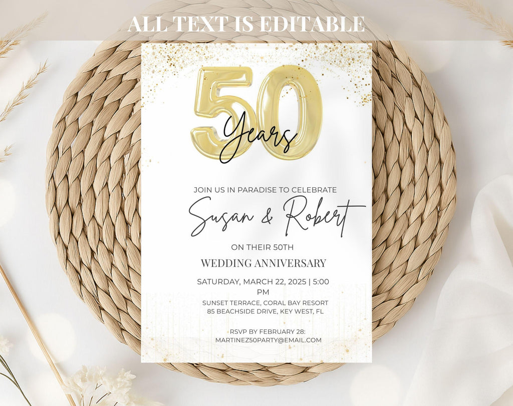 Gold  Balloon 50th Wedding Anniversary