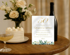 50th White Gold Wedding Anniversary Invitation