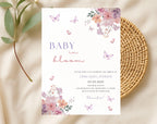 Pink Spring Flowers Baby Shower Invitation